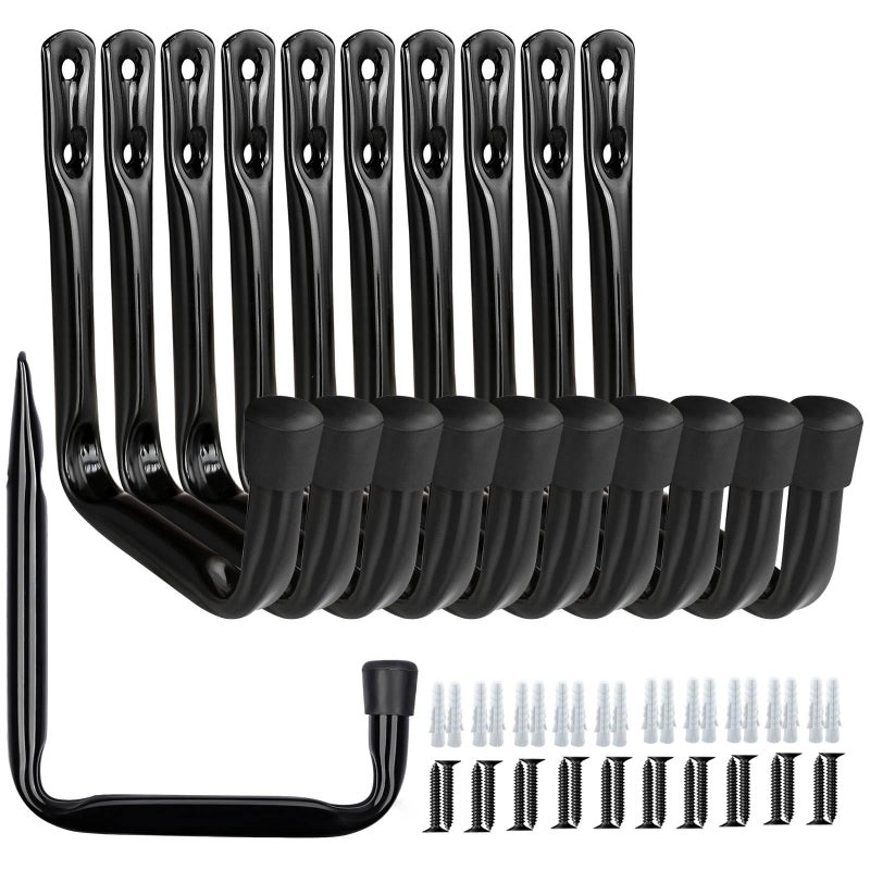 Dreecy J Utility Hooks for Hanging Heavy Duty Garage Storage Utility Hooks, Utility Hook for Garage Wall,Color Black, 10 Pack Medium Size - Image 1
